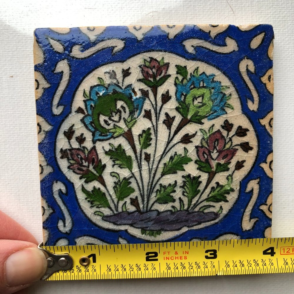 Tuscan Handpainted Ceramic Floral tile - Picture 4 of 5